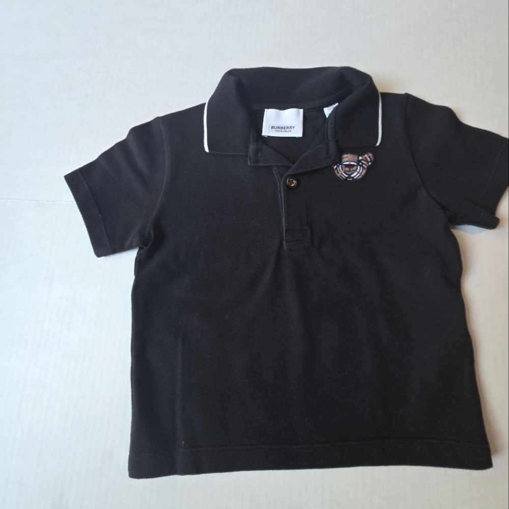 Burberry Black Polo Shirt with White Trim